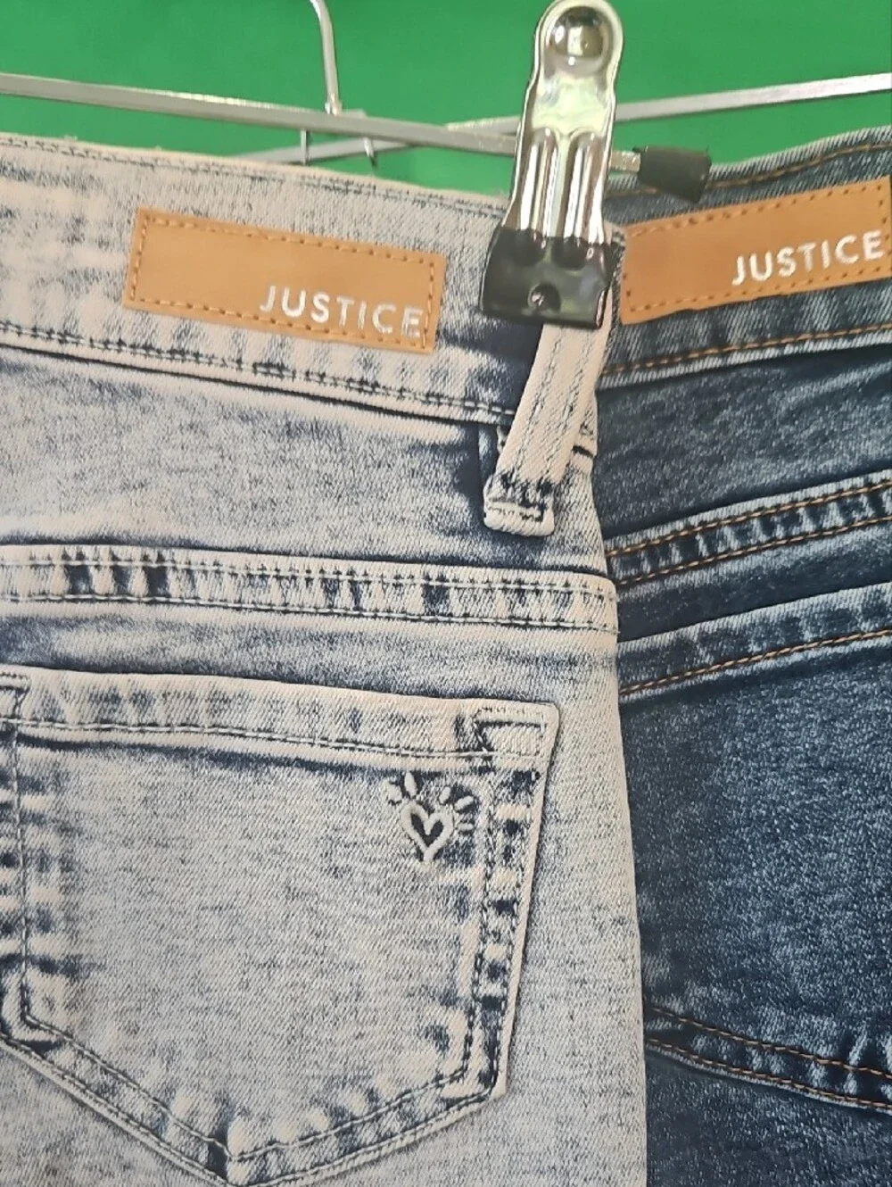 Justice Girls Distressed Light Wash and Dark Wash Denim Jeans